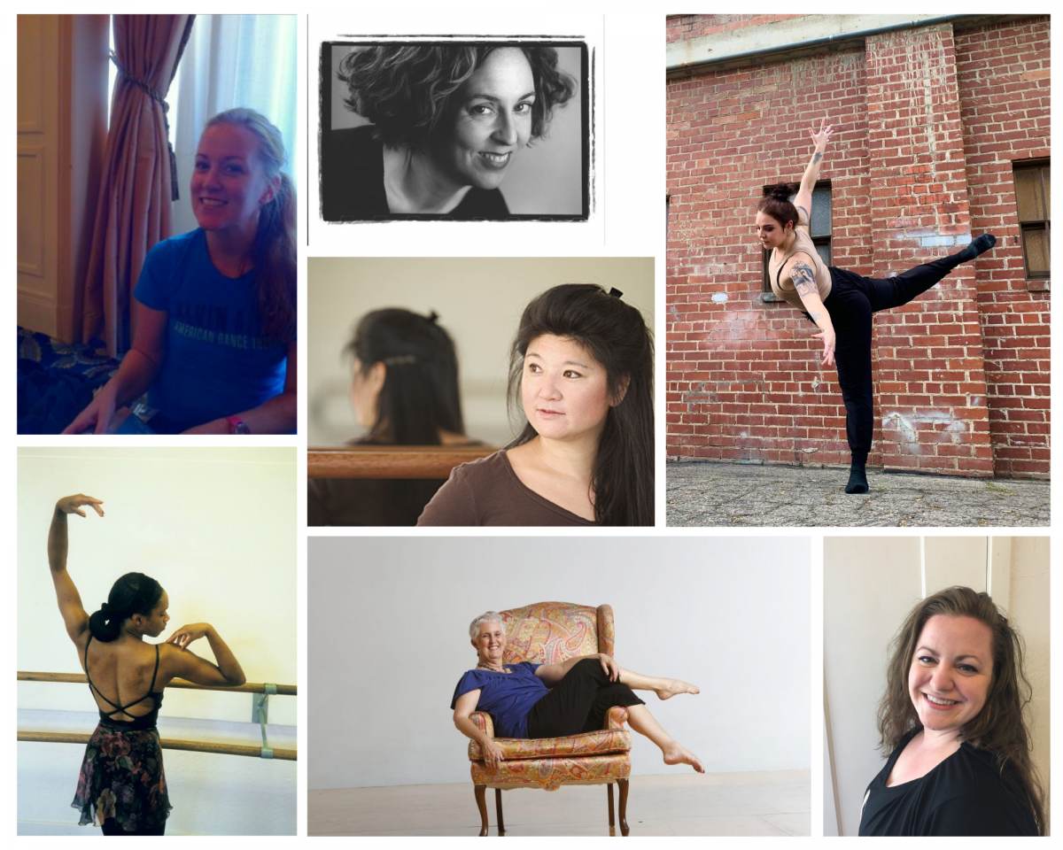 Collage of 7 faculty members at Danspace's headshots